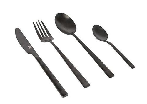COUVERTS BALLONA NOIR MAT - 16 PIECES POUR 4 PERSONNES 
