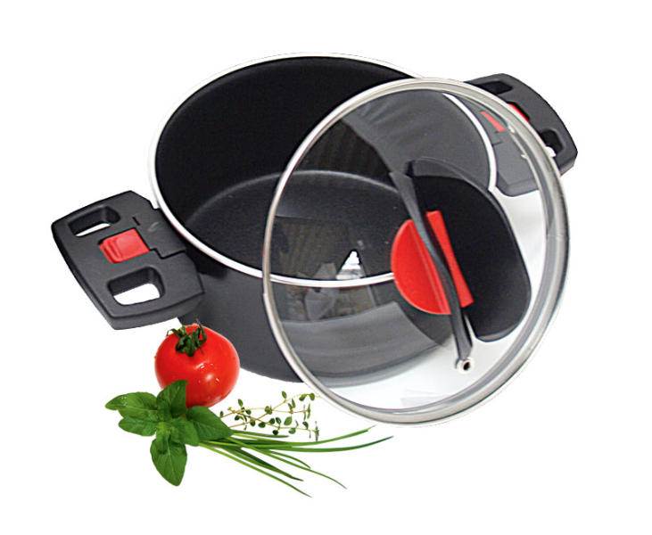 CASSEROLE ANTI-ADHESIVE NOIRE AVEC 2 POIGNEES REPLIABLES 20CM