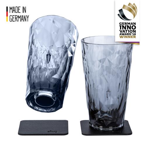 2 VERRES PLASTIQUE LONGDRINK 30cl SILWY® AVEC SOUS-VERRE MAGNETIQUE