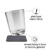 2 VERRES A EAU PLASTIQUE 25cl SILWY® CLASSIC AVEC SOUS-VERRE MAGNETIQUE