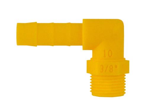 RACCORD A VISSER COUDE A 90° POUR TUYAU 10MM 3/8" - JAUNE