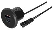PRISE USB HALEMEIER A ENCASTRER 12/24V - 1x USB-A & 1x USB-C