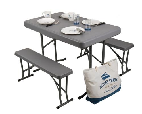 SET DE CAMPING EASY - 1 TABLE 105X65cm + 2 BANCS