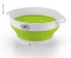 BOL SALADIER + PASSOIRE EN SILICONE PLIABLE  BLANC/VERT - 2 en 1