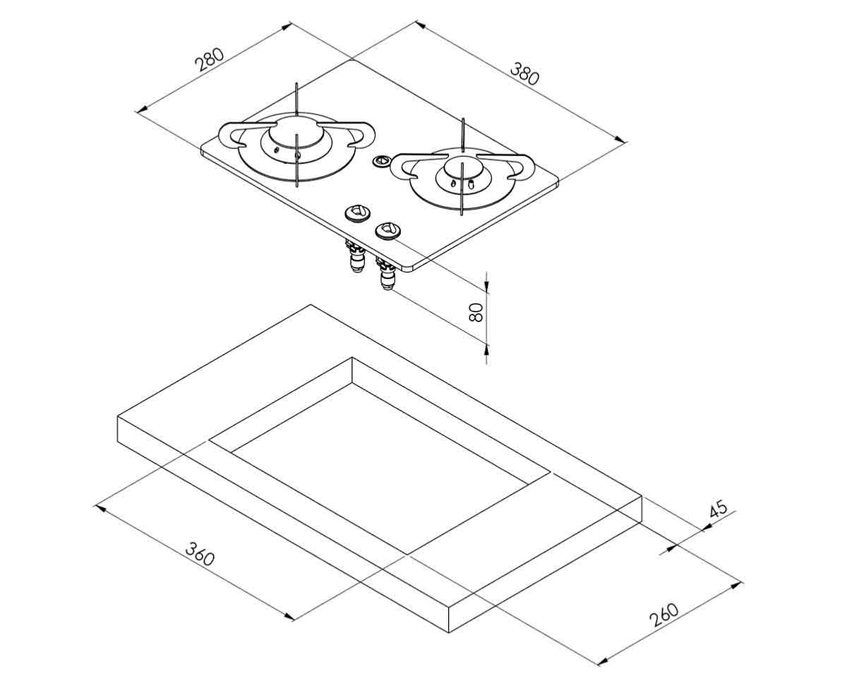 CAN PV1351 plaque de cuisson gaz encastrable