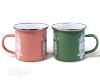 LOT DE 2 TASSES A CAFE EMAILLEES VERT/ABRICOT - VW COLLECTION