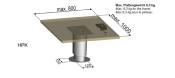PIED DE TABLE TELESCOPIQUE 310-670mm, PLATEAU FIXE + PIED FIXE PRIMERO CONFORT HPK