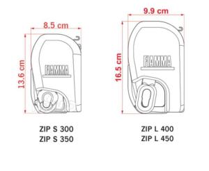 STORE CASSETTE + VERANDA FIAMMA ZIP 400 MEDIUM H225-250cm- Boitier blanc - Toile ROYAL BLEU