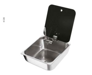 EVIER INOX A COUVERCLE VERRE TREMPE CAN LR1760 - 35X32X15CM