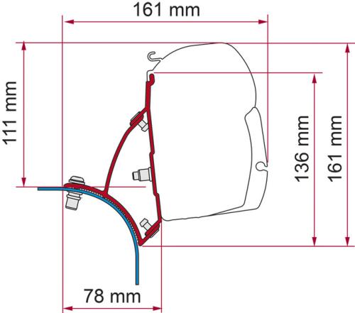 ADAPTATEUR pour Fiamma F45S pour VW T5 / T6 avec toit relevable - Deep Black 