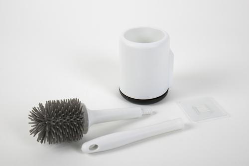 BROSSE DE TOILETTE SILICONE + SUPPORT ADHESIF
