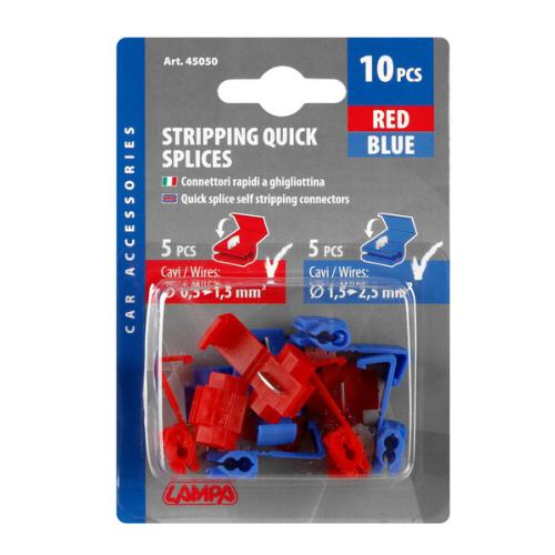 COSSES RAPIDES GUILLOTINE - BLEU - 5 BLEUS 1.5-2.5mm² + 5 ROUGES 0,5 à 1,5 mm²