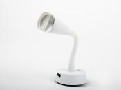 Spot LED avec bras flexible, port USB et interrupteur blanc