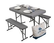 SET DE CAMPING EASY - 1 TABLE 105X65cm + 2 BANCS