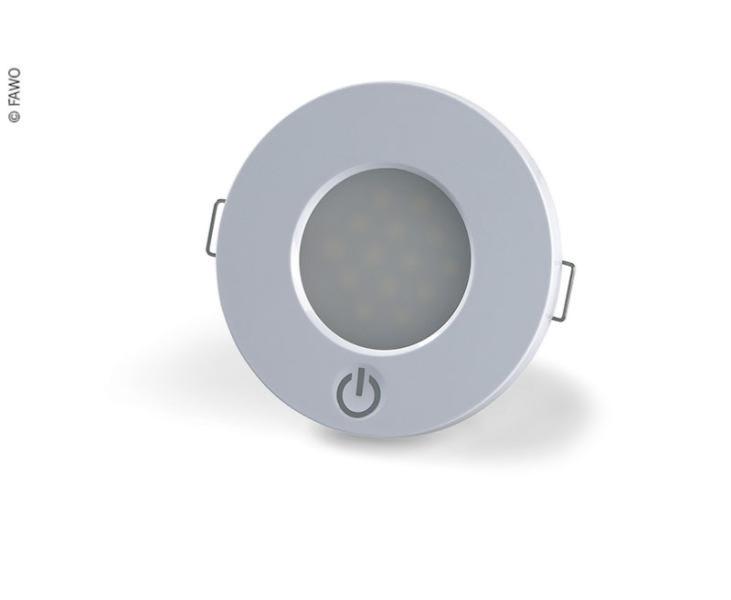 SPOT ARGENTÉ 14 LED 12 VOLT INTERRUPTEUR TACTILE