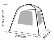 AUVENT INDEPENDANT A FIBRE ARRIERE REIMO UNI VAN 2 - 240x240cm hauteur 180-220cm