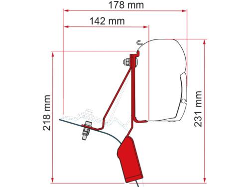 ADAPTATEUR F 45 POUR  Ford Transit Custom Nugget Lift Roof - deep black