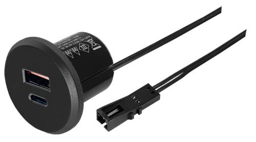 PRISE USB HALEMEIER A ENCASTRER 12/24V - 1x USB-A & 1x USB-C