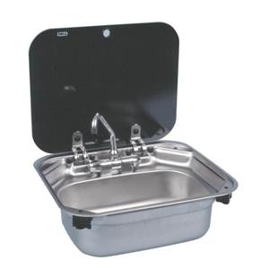 EVIER INOX RECTANGULAIRE + COUVERCLE VERRE Dometic VA8005 AM