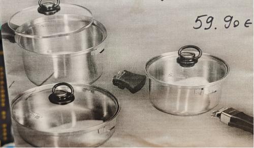 CASSEROLES INOX RIVA + COUVERCLES / MANCHE AMOVIBLE - LOT DE 3