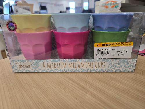 VERRE RICE 6 COULEURS, 300ML H9CM - LOT DE 6
