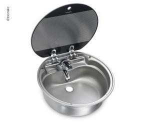 EVIER INOX ROND + COUVERCLE VERRE DOMETIC MODELE SNG 420  - ø 420x h148mm