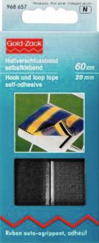 BANDES DE VELCRO AUTO-ADHESIVE 2 X 60 CM - NOIR