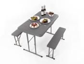 SET DE CAMPING EASY - 1 TABLE 105X65cm + 2 BANCS