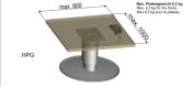 PIED DE TABLE TELESCOPIQUE 315-675mm, PLATEAU FIXE + PIED A POSER PRIMERO CONFORT HPG