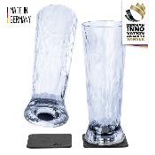 2 VERRES A BIERE PLASTIQUE 30cl SILWY BIER AVEC SOUS-VERRE MAGNETIQUE