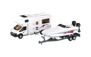 JOUET : 1 CAMPING-CAR  + 1 BATEAU MINIATURE 1:32