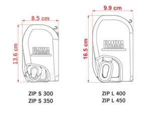 STORE CASSETTE + VERANDA FIAMMA ZIP 350 MEDIUM H225-250cm- Boitier blanc - Toile ROYAL GREY