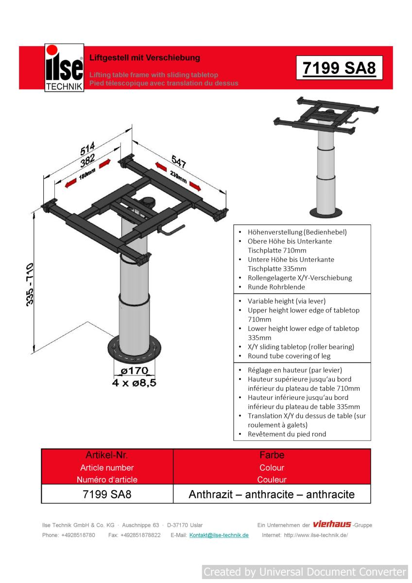 ILSE Pied de table 7199 SA8