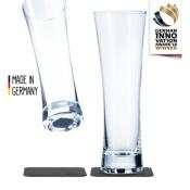 2 VERRES A BIERE CRISTAL SILWY AVEC SOUS-VERRE MAGNETIQUE