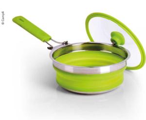 POELE 2L REPLIABLE EN ACIER INOX ET SILICONE VERT