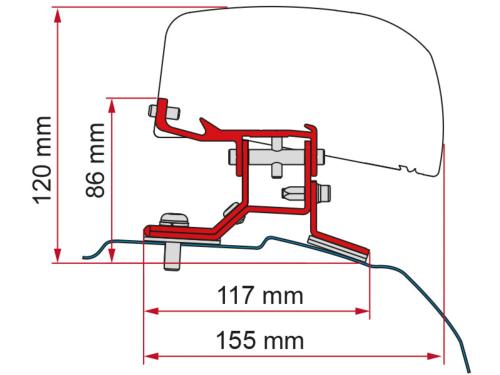 ADAPTATEUR pour store FIAMMA F40 pour FORD TRANSIT CUSTOM Court L1