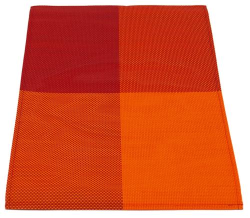 SET DE TABLE EN PVC COLORIS ORANGE et ROUGE - LOT DE 2 