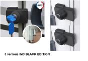 KIT 3 VERROUS 1585 NOIRS IMC avec 3 Clés Identiques: 1 Cellule 1507B + 2 Coffres 1584B