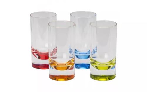LOT DE 4 VERRES A JUS DE FRUITS COLORES