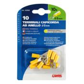 COSSE PLATE ISOLEE A OEILLET JAUNE Ø 5 mm POUR CABLE 2.5/6 mm² - BOITE DE 10 PIECES