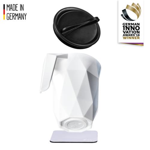 1 TASSE A CAFE PLASTIQUE 350ml SILWY® AVEC NANO-GEL-PADS MAGNETIQUE BLANC