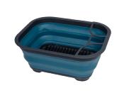 EGOUTTOIR PLIANT EN SILICONE BLEU et GRIS AVEC VIDANGE 45,5x35x6/19cm