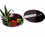 EVIER INOX + COUVERCLE VERRE TREMPE ROND CAN LR1751 - DIAM. 30cm H 18CM