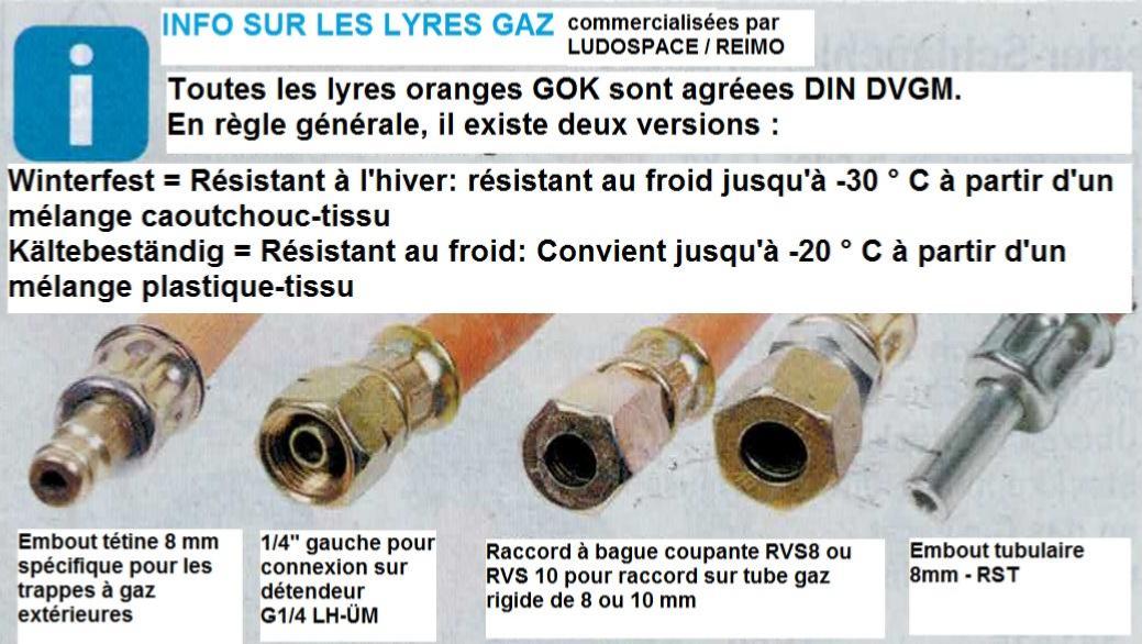 Lyre de raccordement caoutchouc pour gaz butane / propane, Femelle