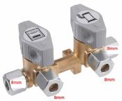 VANNE DE REPARTITION GAZ A FERMETURE RAPIDE A 2 VOIES 8mm/2x8mm