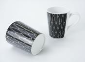 BLACK-WHITE - VAISSELLE MELAMINE PREMIUM pour 4 PERSONNES