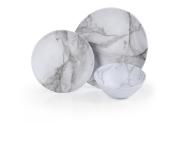 SET DE VAISSELLE EN MÉLAMINE 6 PIÈCES DÉCOR MARBRE - 2 PERSONNES