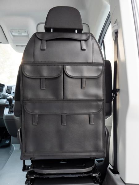 Organisateur de siège de voiture, support de portefeuille de voiture,  organisateur de dossier de siège en cuir, sac de grande capacité (noir)