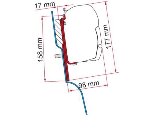 ADAPTATEUR FIAMMA F45/F43/F70 POUR FORD NUGGET WESTFALIA AVEC TOIT SURELEVE H2