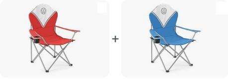 LOT DE 2 CHAISES VW COLLECTION : 1 BLEUE + 1 ROUGE